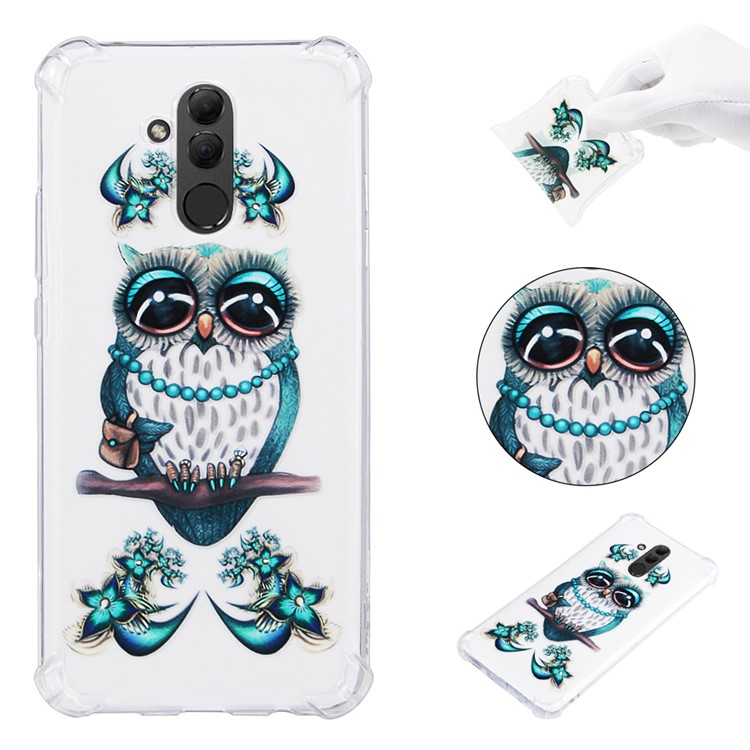 Anti-drop Patterned TPU Gel Phone Casing for Huawei Mate 20 Lite - Blue Owl-1