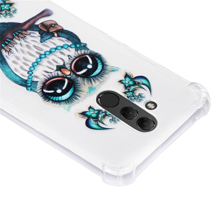 Anti-drop Patterned TPU Gel Phone Casing for Huawei Mate 20 Lite - Blue Owl-5