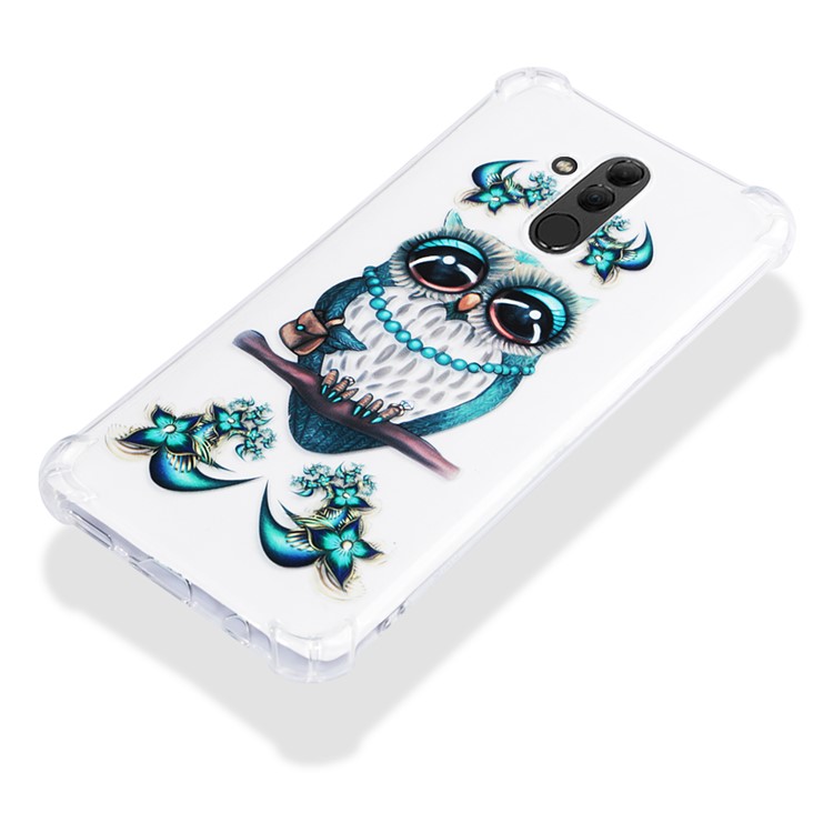 Anti-drop Patterned TPU Gel Phone Casing for Huawei Mate 20 Lite - Blue Owl-6