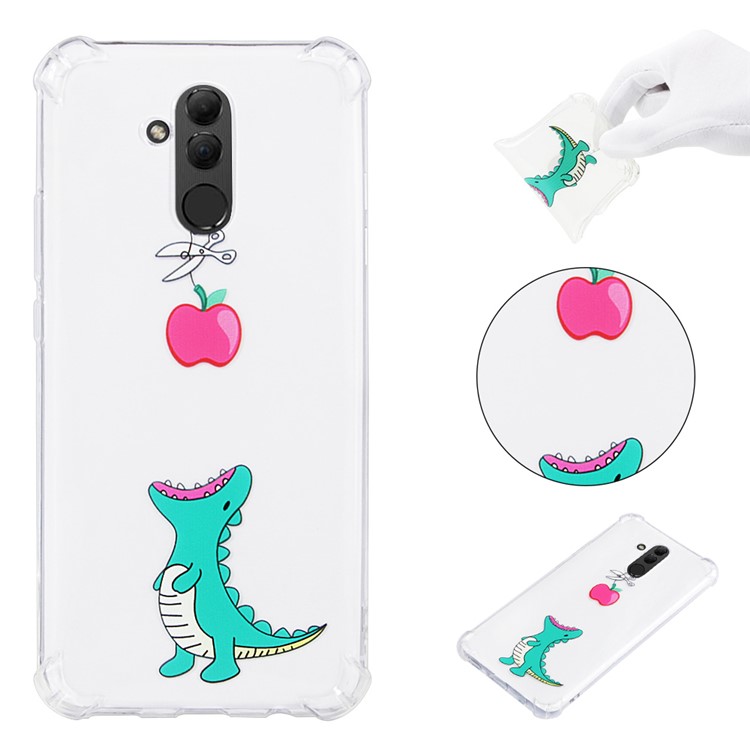 Anti-drop Patterned TPU Gel Phone Shell for Huawei Mate 20 Lite - Dinosaur Eating Apple-1