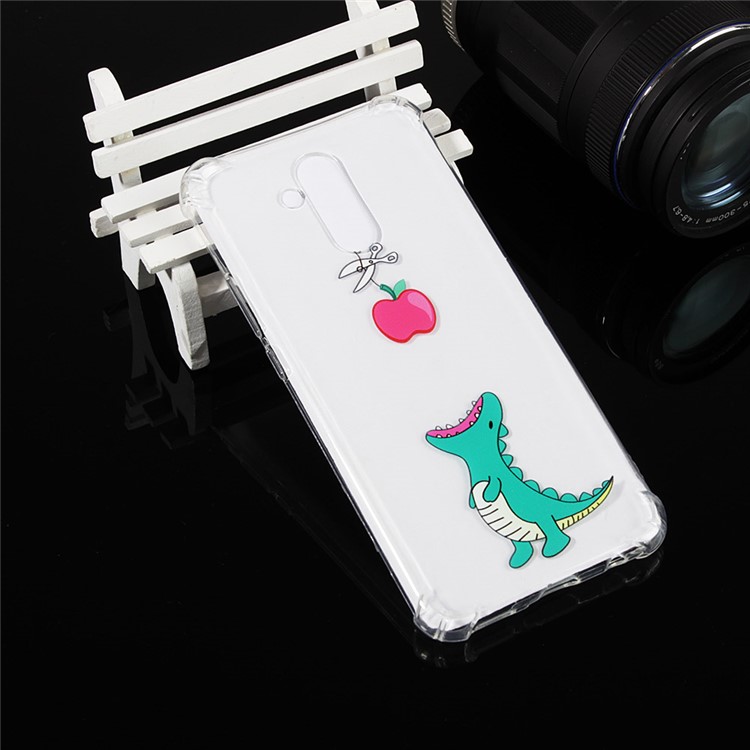 Anti-drop Patterned TPU Gel Phone Shell for Huawei Mate 20 Lite - Dinosaur Eating Apple-6