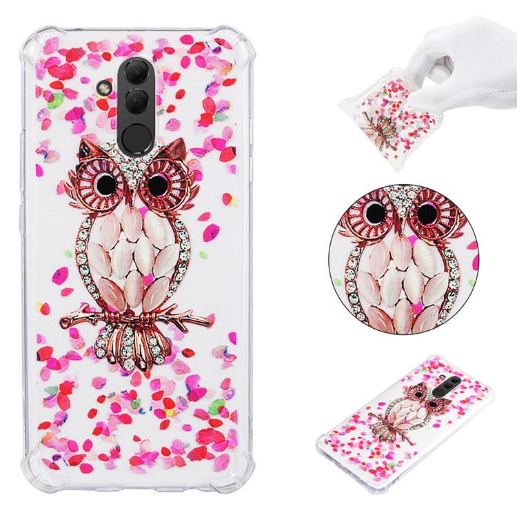 Anti-drop Patterned TPU Gel Phone Accessory Case for Huawei Mate 20 Lite - Petal and Owl-1