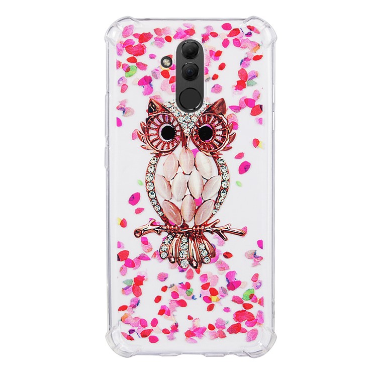 Anti-drop Patterned TPU Gel Phone Accessory Case for Huawei Mate 20 Lite - Petal and Owl-2