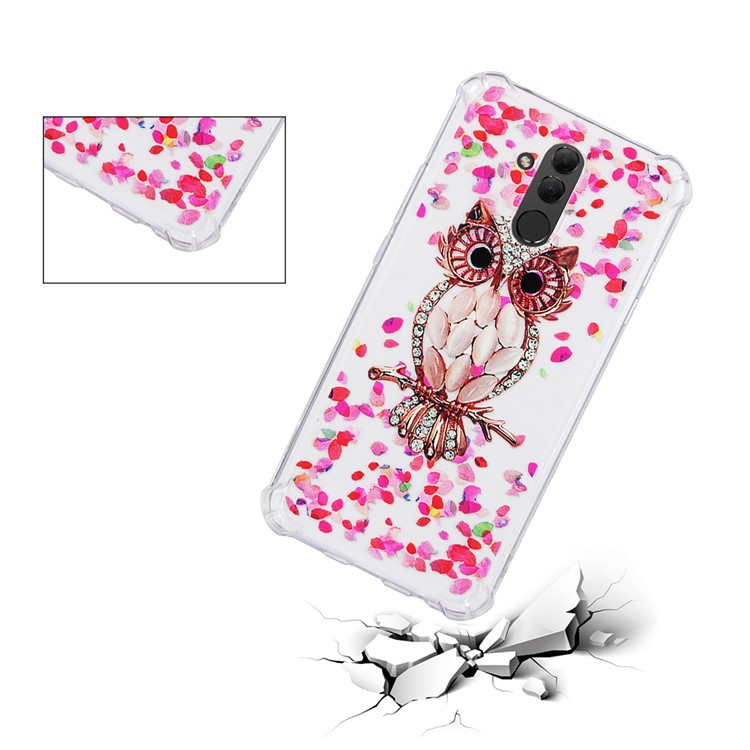 Anti-drop Patterned TPU Gel Phone Accessory Case for Huawei Mate 20 Lite - Petal and Owl-3