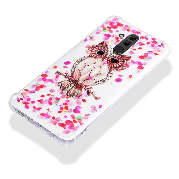 Anti-drop Patterned TPU Gel Phone Accessory Case for Huawei Mate 20 Lite - Petal and Owl-5