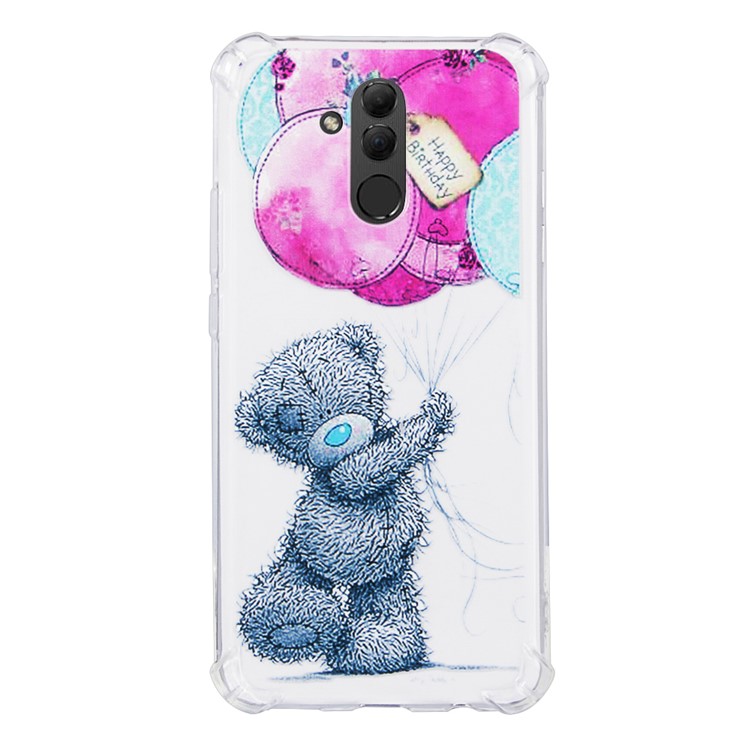 Anti-drop Patterned TPU Gel Back Case Cover for Huawei Mate 20 Lite - Bear and Balloon-2