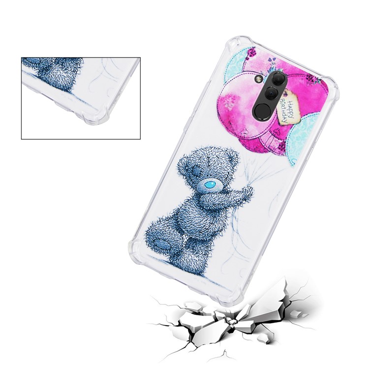 Anti-drop Patterned TPU Gel Back Case Cover for Huawei Mate 20 Lite - Bear and Balloon-3