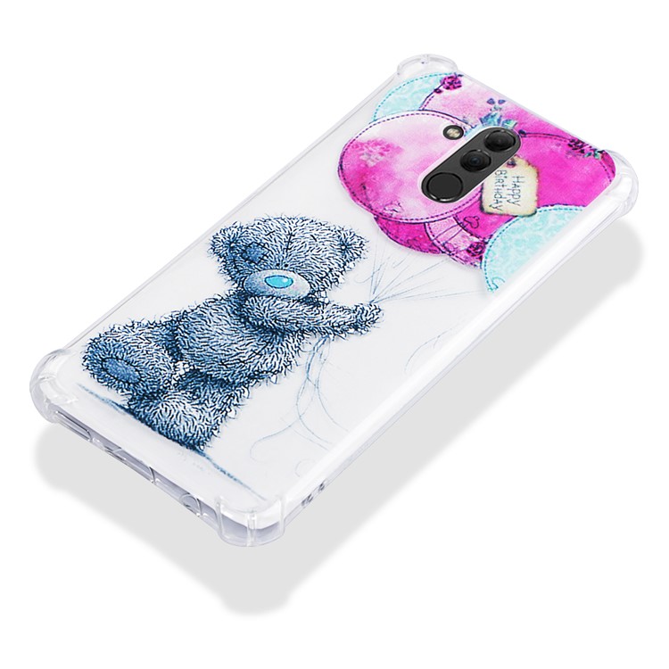 Anti-drop Patterned TPU Gel Back Case Cover for Huawei Mate 20 Lite - Bear and Balloon-5