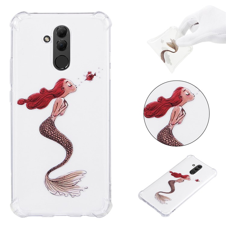 Anti-drop Patterned TPU Gel Mobile Shell for Huawei Mate 20 Lite - Mermaid-1