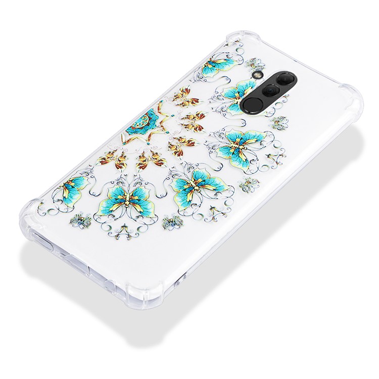 Anti-drop Patterned TPU Gel Back Case for Huawei Mate 20 Lite - Blue and Gold Butterflies-5