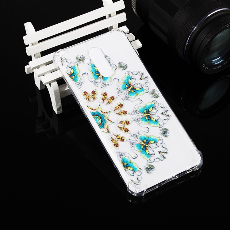 Anti-drop Patterned TPU Gel Back Case for Huawei Mate 20 Lite - Blue and Gold Butterflies-6