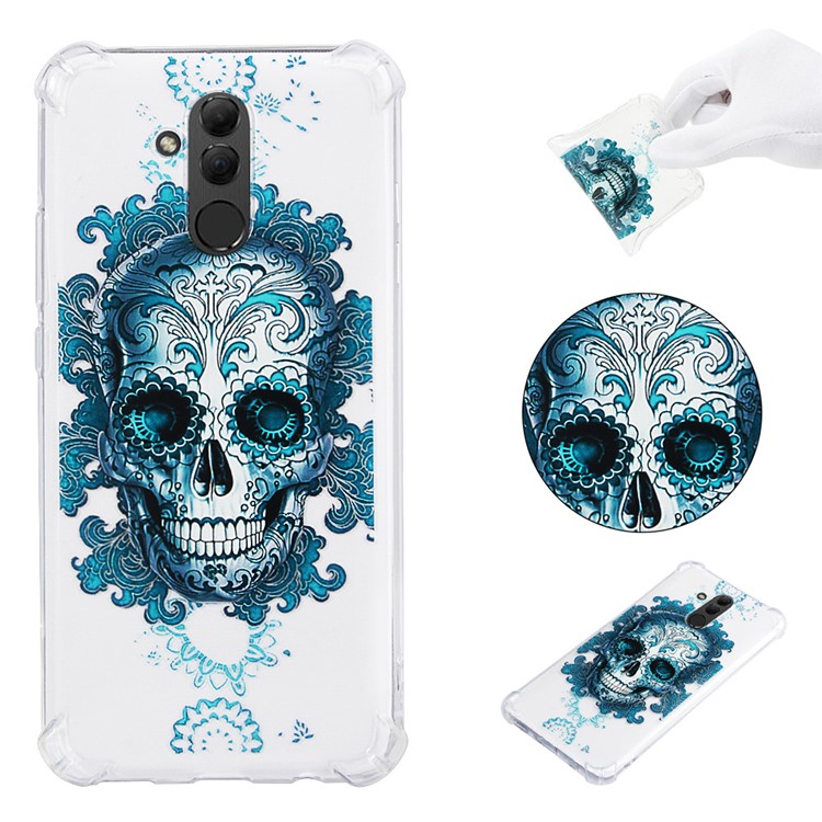 Anti-drop Patterned TPU Gel Case Mobile Accessory for Huawei Mate 20 Lite - Sugar Skull-1