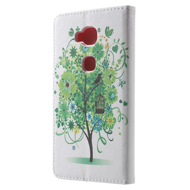 Leather Wallet Stand Case for Huawei Honor 5X - Birds and Cage-2