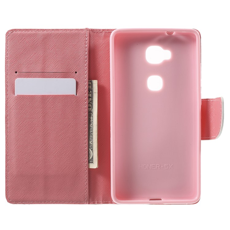 Leather Wallet Stand Case for Huawei Honor 5X - Birds and Cage-4