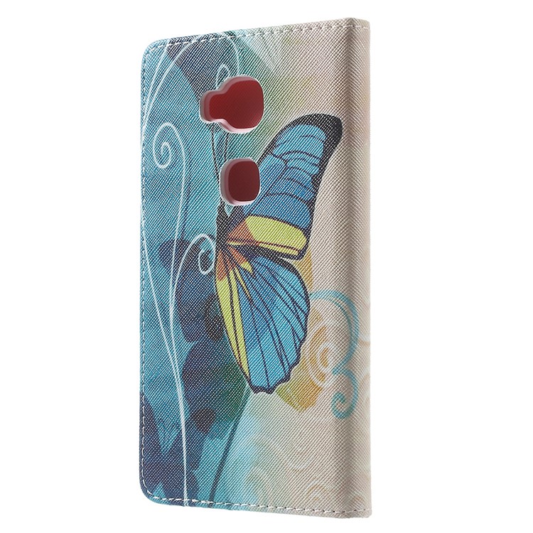 Leather Wallet Stand Case for Huawei Honor 5X - Blue Butterfly-2