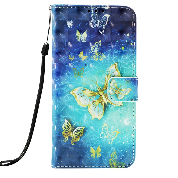 Light Spot Decor Pattern Leather Phone Cover for Huawei Y9 (2019) / Enjoy 9 Plus (China) - Gold Butterfly-2