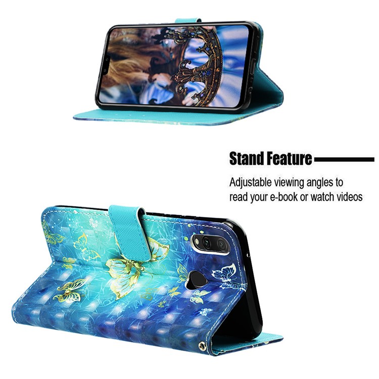 Light Spot Decor Pattern Leather Phone Cover for Huawei Y9 (2019) / Enjoy 9 Plus (China) - Gold Butterfly-4
