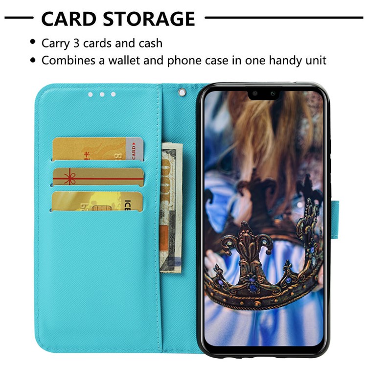 Light Spot Decor Pattern Leather Phone Cover for Huawei Y9 (2019) / Enjoy 9 Plus (China) - Gold Butterfly-5