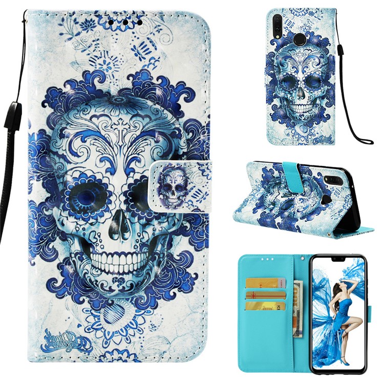 Light Spot Decor Pattern Leather Phone Case for Huawei Y9 (2019) / Enjoy 9 Plus (China) - Sugar Skull-1