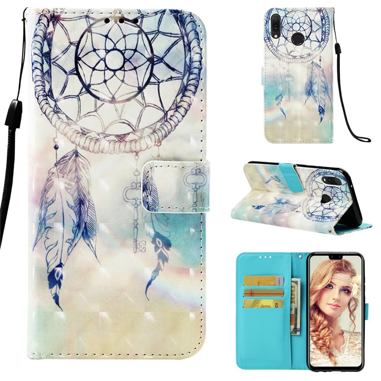 Light Spot Decor Pattern Leather Cover for Huawei Y9 (2019) / Enjoy 9 Plus (China) - Feather Dream Catcher-1