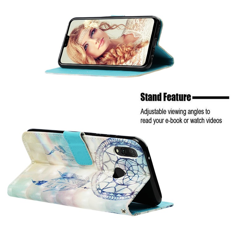 Light Spot Decor Pattern Leather Cover for Huawei Y9 (2019) / Enjoy 9 Plus (China) - Feather Dream Catcher-4