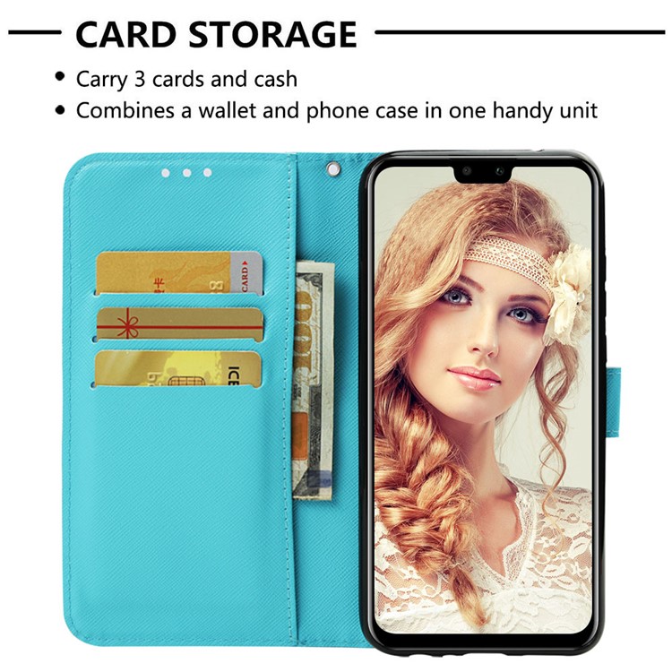 Light Spot Decor Pattern Leather Cover for Huawei Y9 (2019) / Enjoy 9 Plus (China) - Feather Dream Catcher-5