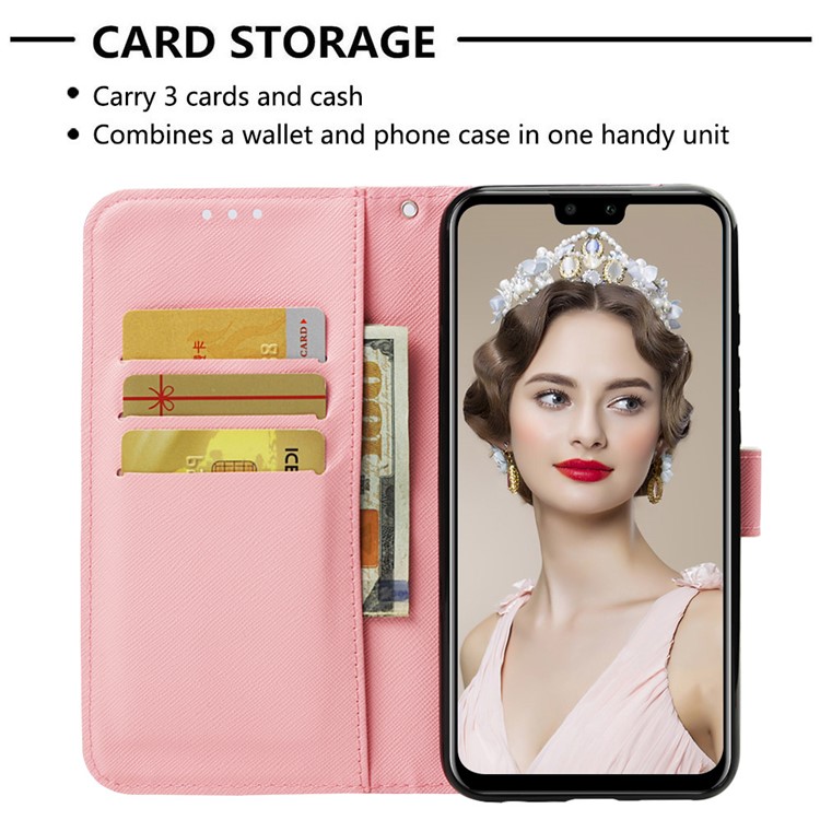 Light Spot Decor Pattern Leather Flip Casing for Huawei Y9 (2019) / Enjoy 9 Plus (China) - Vivid Flower-5