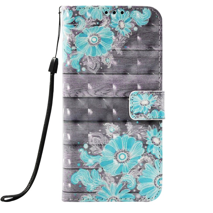 Light Spot Decor Pattern Leather Flip Shell for Huawei Y9 (2019) / Enjoy 9 Plus (China) - Blue Flower-2
