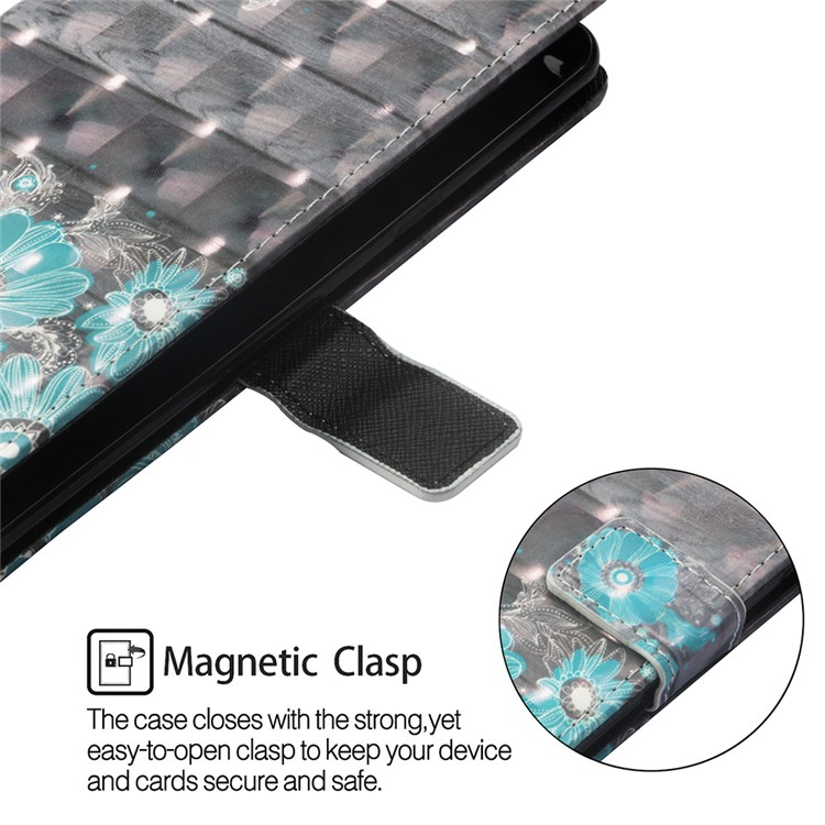Light Spot Decor Pattern Leather Flip Shell for Huawei Y9 (2019) / Enjoy 9 Plus (China) - Blue Flower-7