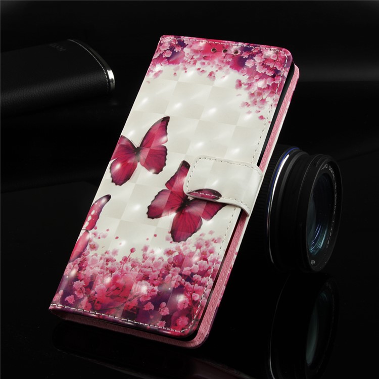 Light Spot Decor Pattern Leather Cell Phone Shell for Huawei Y9 (2019) / Enjoy 9 Plus (China) - Butterfly and Flower-2