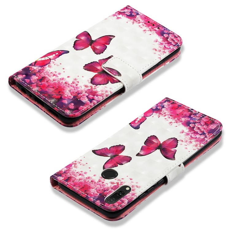 Light Spot Decor Pattern Leather Cell Phone Shell for Huawei Y9 (2019) / Enjoy 9 Plus (China) - Butterfly and Flower-4