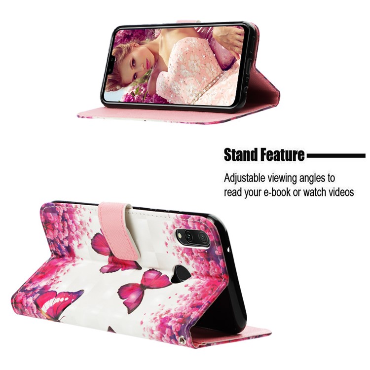 Light Spot Decor Pattern Leather Cell Phone Shell for Huawei Y9 (2019) / Enjoy 9 Plus (China) - Butterfly and Flower-6