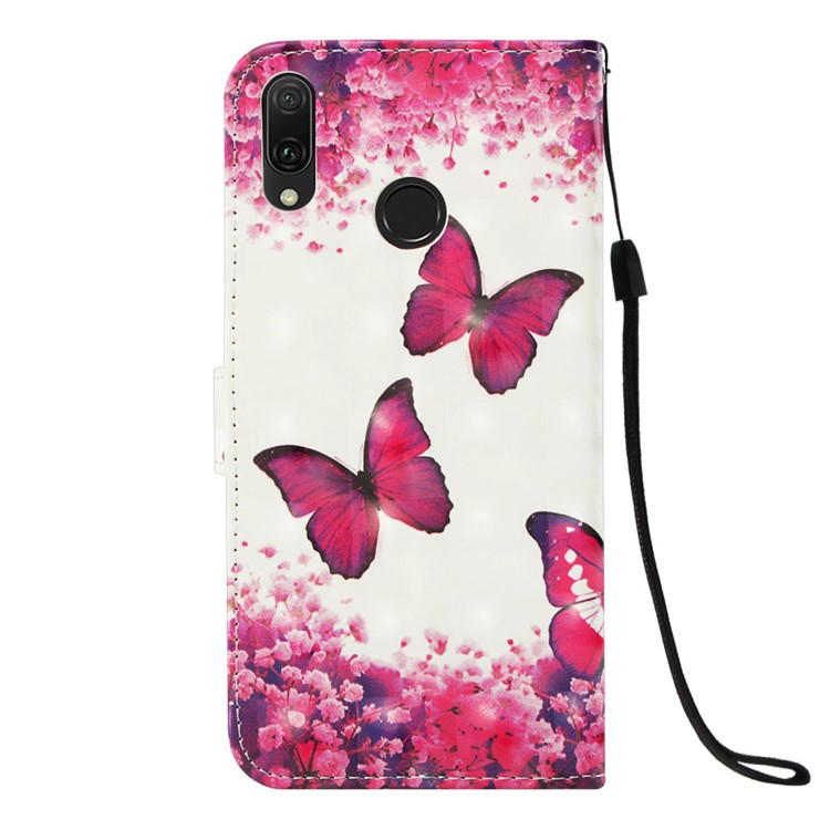 Light Spot Decor Pattern Leather Cell Phone Shell for Huawei Y9 (2019) / Enjoy 9 Plus (China) - Butterfly and Flower-7