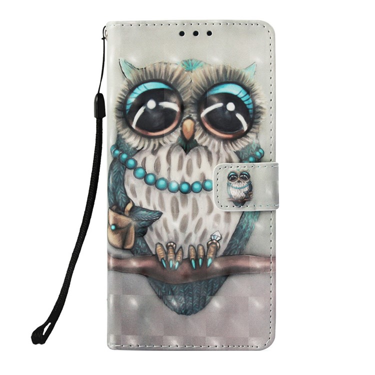 Light Spot Decor Pattern Leather Mobile Cover for Huawei Y9 (2019) / Enjoy 9 Plus (China) - Owl Pattern-2