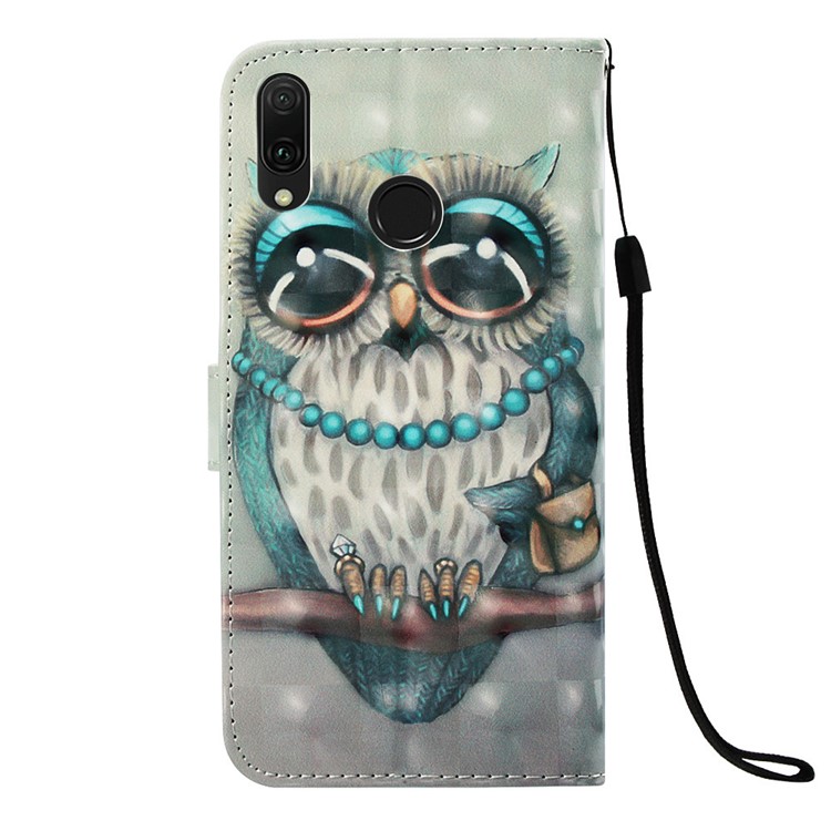 Light Spot Decor Pattern Leather Mobile Cover for Huawei Y9 (2019) / Enjoy 9 Plus (China) - Owl Pattern-3