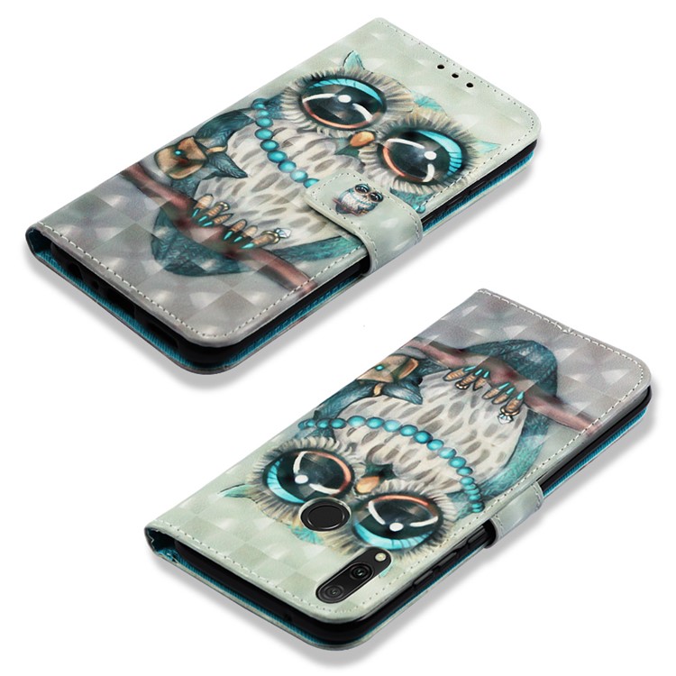 Light Spot Decor Pattern Leather Mobile Cover for Huawei Y9 (2019) / Enjoy 9 Plus (China) - Owl Pattern-6
