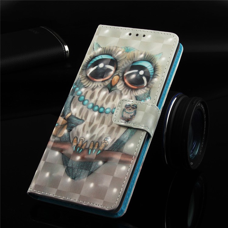 Light Spot Decor Pattern Leather Mobile Cover for Huawei Y9 (2019) / Enjoy 9 Plus (China) - Owl Pattern-8