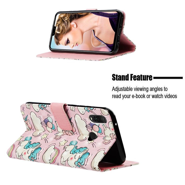 Light Spot Decor Pattern Leather Mobile Case for Huawei Y9 (2019) / Enjoy 9 Plus (China) - Unicorn-4