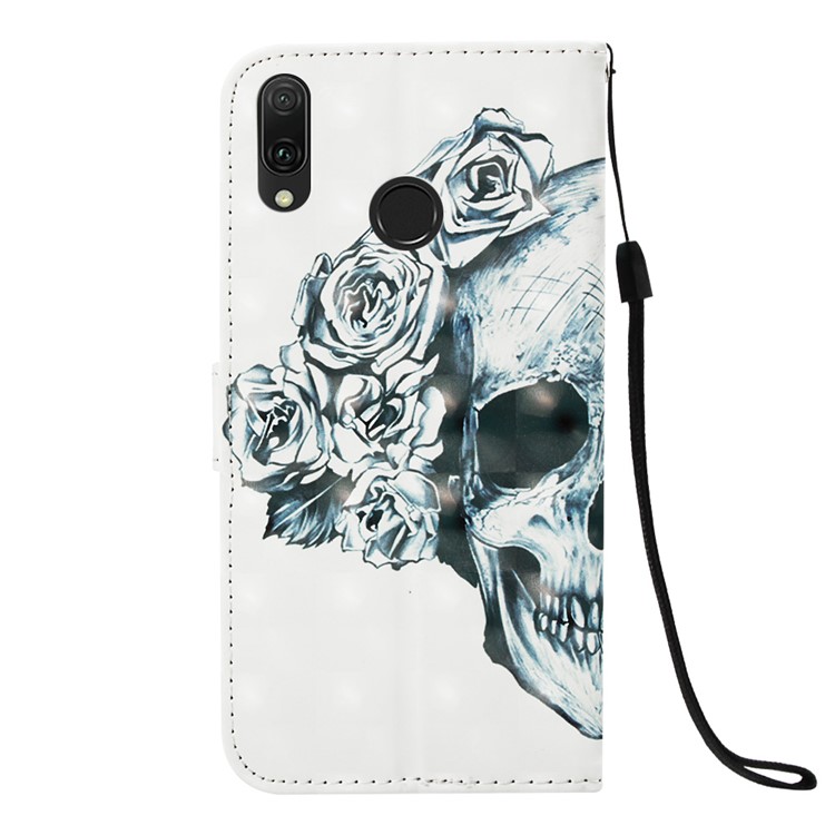 Light Spot Decor Pattern Leather Mobile Phone Cover for Huawei Y9 (2019) / Enjoy 9 Plus (China) - Cool Skull-3