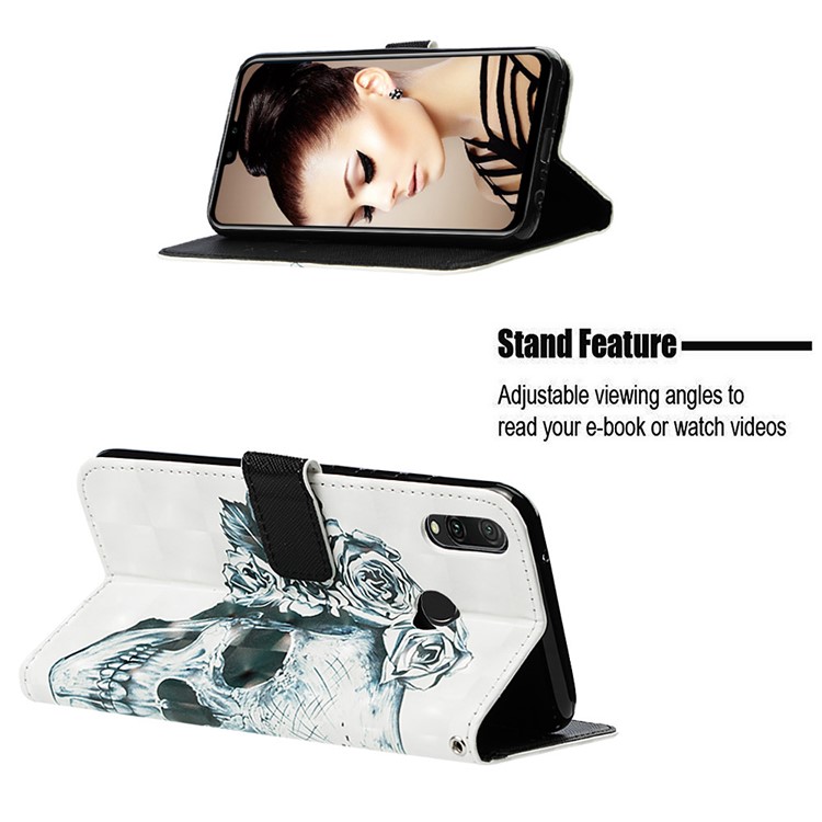 Light Spot Decor Pattern Leather Mobile Phone Cover for Huawei Y9 (2019) / Enjoy 9 Plus (China) - Cool Skull-4