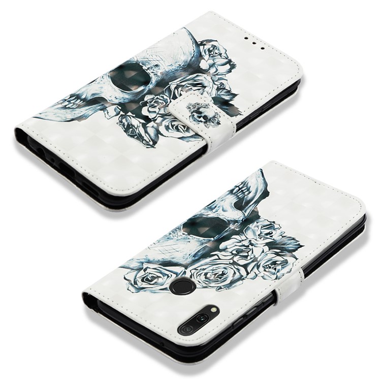 Light Spot Decor Pattern Leather Mobile Phone Cover for Huawei Y9 (2019) / Enjoy 9 Plus (China) - Cool Skull-6