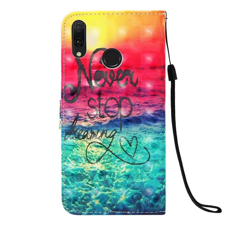 Light Spot Decor Pattern Leather Casing Cover for Huawei Y9 (2019) / Enjoy 9 Plus (China) - Quote Never Stop Dreaming-3