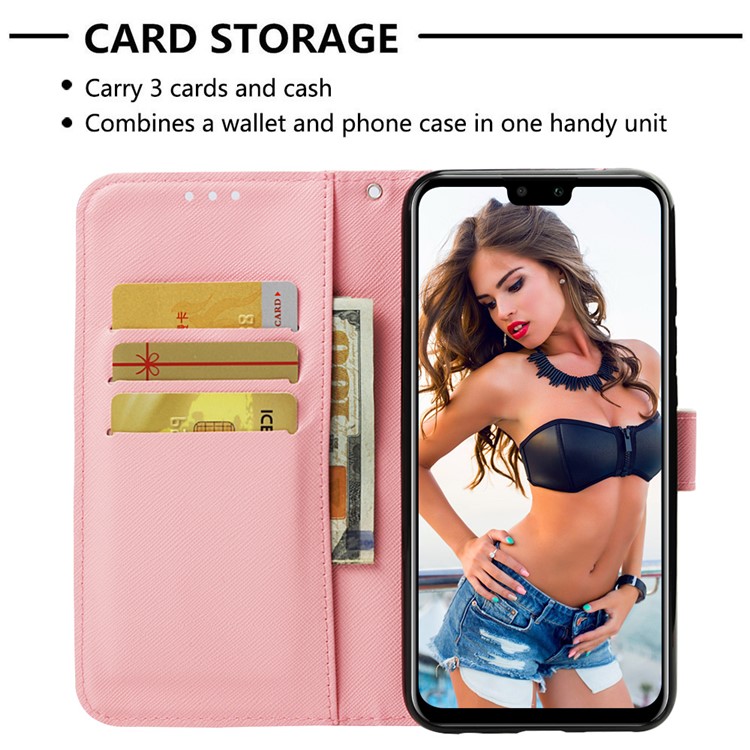 Light Spot Decor Pattern Leather Casing Cover for Huawei Y9 (2019) / Enjoy 9 Plus (China) - Quote Never Stop Dreaming-5