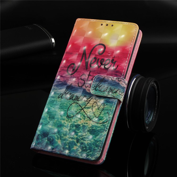 Light Spot Decor Pattern Leather Casing Cover for Huawei Y9 (2019) / Enjoy 9 Plus (China) - Quote Never Stop Dreaming-8