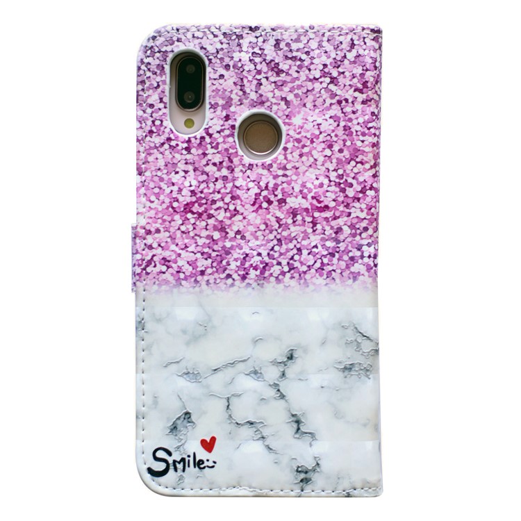 Embossing Pattern PU Leather Protective Cell Phone Case for Huawei P20 Lite / Nova 3e (China) - Glitter and Marble Texture-3