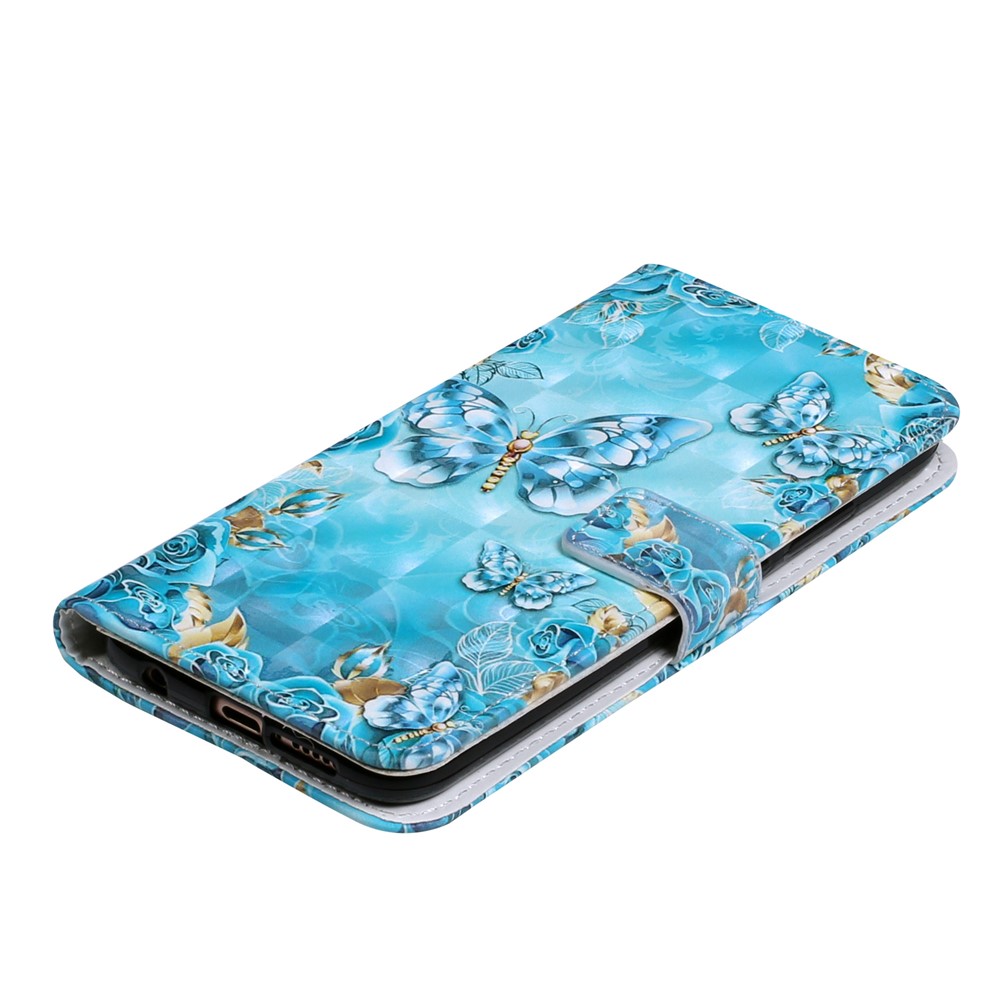 Estuche de Teléfono Móvil Protector de Cuero PU de Estallido Para Huawei P20 Lite / Nova 3e (China) - Mariposa Azul