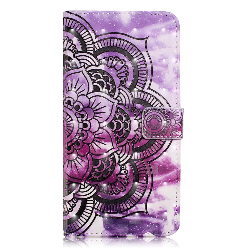 Embossing Pattern PU Leather Protective Flip Case for Huawei P20 Lite / Nova 3e (China) - Purple Flower-2