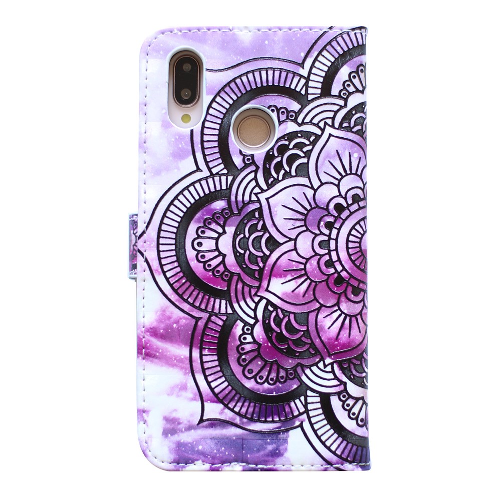 Embossing Pattern PU Leather Protective Flip Case for Huawei P20 Lite / Nova 3e (China) - Purple Flower-3