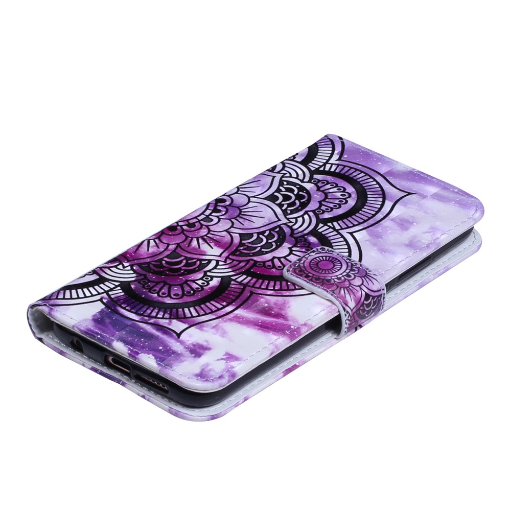 Embossing Pattern PU Leather Protective Flip Case for Huawei P20 Lite / Nova 3e (China) - Purple Flower-5