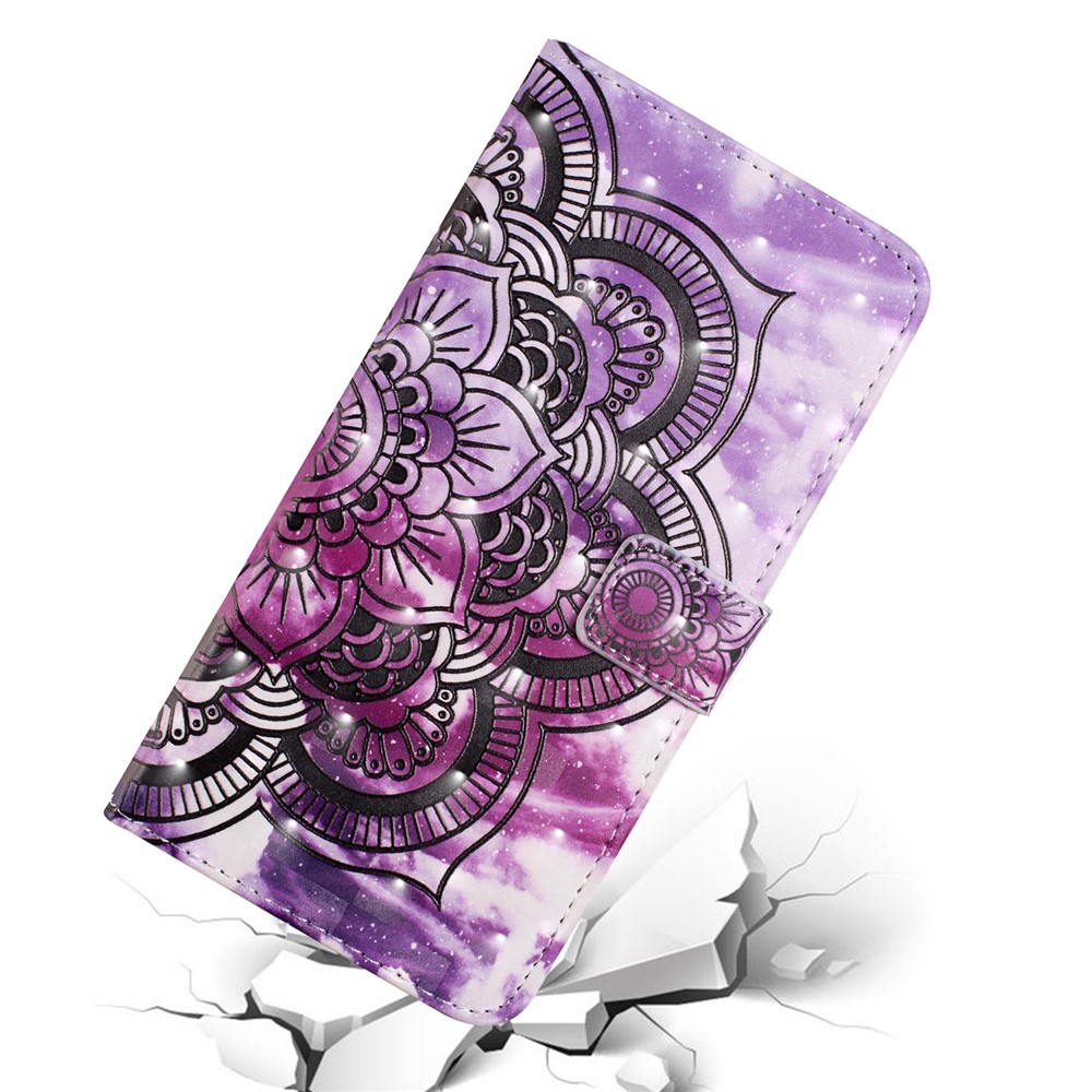 Embossing Pattern PU Leather Protective Flip Case for Huawei P20 Lite / Nova 3e (China) - Purple Flower-6